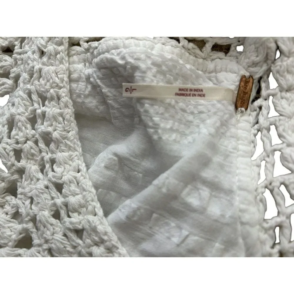FREE PEOPLE Women’s Megan Crochet Top Shirt Sz Large Boho